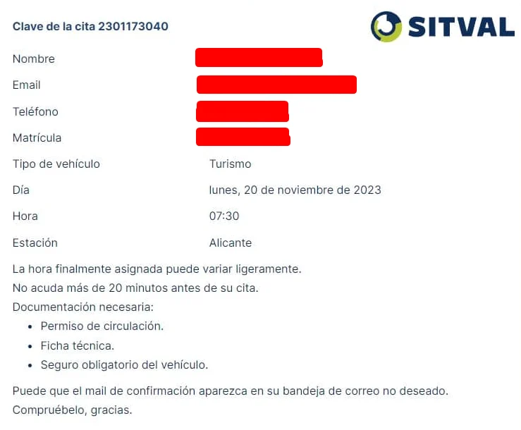 Cita en SITVAL Confirmada